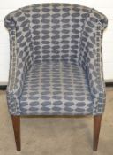 3 x Blue & Grey Upholstered Bar Chairs For Commercial Use - Dimensions (cm): W70 x D60, Back