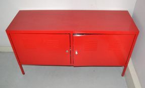 1 x Bright Red, Lockable 4-Tier Metal Storage Cabinet - CL425 - Location: Altrincham WA14