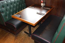 6 x Restaurant Four Person Rectangular Dining Tables With Cast Iron Bases and Curved Design - Two