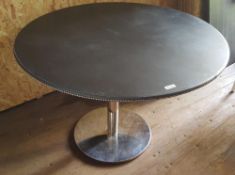 1 x Round Black Leatherette Dining Table With Chrome Base - Ref BY255 - D120 / H75cm - CL427 - Locat