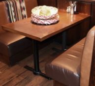 4 x Restaurant 4-Seater Dining Table With Dark Wooden Top And Cast Iron Base