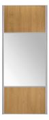 1 x VALLA 1 Sliding Wardrobe Door In Oak With A Silver Mirror and Grey Lacquered Steel Profiles - CL