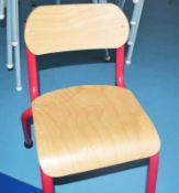 4 x Children's Wooden Chairs Finished With A Red Metal Frame - CL425 - Location: Altrincham WA14 - U