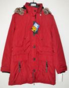 1 x Premium Branded Womens Winter Coat - Wind Proof & Water Resistant - Colour: Bright Red - UK Size