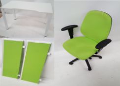 1 x Two White Office Desks Sets With Two Office Chairs & Two Desk Screens - Ref SET03