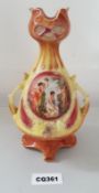 1 x Antique English A.G. Harley Jones Pottery Vase In Orange&Yellow Color - Ref CQ361 E - Dimensions