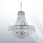 1 x Searchlight Versailles 13 Light Chandelier With Trimmed Crystals on Hanging Chrome Crowns - Ex