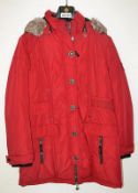 1 x Premium Branded Womens Winter Coat - Wind Proof & Water Resistant - Colour: Bright Red - UK Size