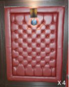 Set Of 5 Embossed Maroon Leather Wall Panels With Contemporary Wall Lights - CL439 - Location: Ilkey