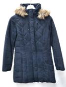 1 x Steilmann Womens Quilted Winter Coat - Presented In A Deep Blue Faux Suede - Features A Removabl