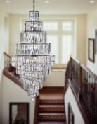 1 x Searchlight Empire 13 Light Chrome Tiered Chandelier With Chamfered Glass Droplet Bars - Ex-