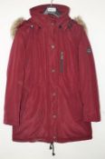 1 x Premium Branded Womens Winter Coat - Wind Proof & Water Resistant - Colour: Burgundy - UK Size 1