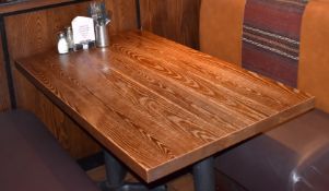 4 x Restaurant Dining Tables With Mid-Ash Tops And Cast Iron Bases