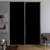 2 x VALLA 1 Sliding Wardrobe Door In Dark Grey With Grey Lacquered Steel Profiles - CL373 - Ref: NC2