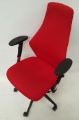 2 x Red Double Lever Board Room Office Chairs - Ref CBU37