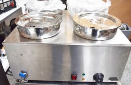 1 x Quantum Four Pot Counter Top Baine Marie With Stainless Steel Finish - Includes Four New Pots