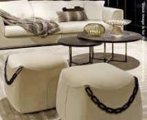 1 x Fendi 'Cat' Cream Leather Upholstered Pouffe / Ottoman - Ref: 5140500/B - Original RRP £1,779