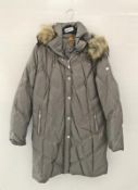 1 x Steilmann KSTN Grey Padded Coat With A Detachable Faux Fur Hood - UK Size 12 - New Sample Stock