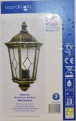 2 x Searchlight Imperial Aluminium Outdoor Wall Lights - Black and Gold FInish With Decorative Glass