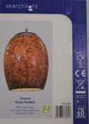 1 x Searchlight Crackle Glass Pendant With Red Mosaic Glass - Product Code 8069RE - New Boxed