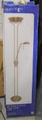 1 x Searchlight Mother & Child 2 Light Floor Lamp Satin Brass - Features Double Dimmer and Flexi