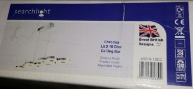 1 x Searchlight 60210-10CC Chromia 10 Disc Ceiling Bar Chrome Frosted Acrylic - Brand New and Boxed