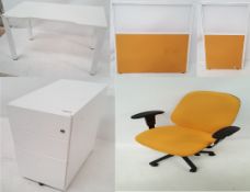 4 x Gresham Contemporary Office Desk Sets in White - Includes Desks, Swivel Chairs, Drawer Pedestals