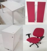 3 x Gresham Contemporary Office Desk Sets in White - Includes Desks, Swivel Chairs, Drawer Pedestals
