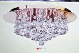 1 x Searchlight Hanna 6-Light Semi-flush Fitting With Clear Crystal Balls And Gold Finish - New