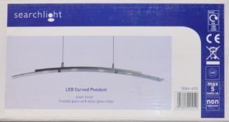 1 x Searchlight LED Curved Bar Ceiling Light With Silver Finish and Frosted/Clear Glass Panel -