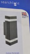 2 x Searchlight Outdoor Rectangle LED Wall Lights in Black - Product Code 1002-2BK-LED - New Boxed