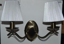 1 x Andretti 2 Light Wall Light Antique Brass - CL364 - Ref: PAL Edin/2 M515 - Location: