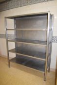 1 x Four Tier Stainless Steel Storage Shelf Unit With Solid Back - H190 x W150 x D50 cms - CL455 -