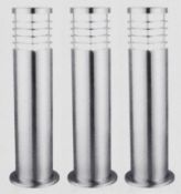 3 x Searchlight 'Lourve' Single Light Outdoor Post Lights In Stainless Steel Finish - 1556-450/PalH