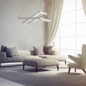 1 x Searchlight Clover LED Twin Rectangle LED Ceiling Light in Chrome With Clear Crystal Glass -