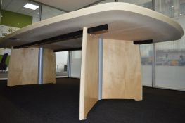 1 x Boardroom Meeting Table With Maple Finish and Cable Tidy Holes - Comfortably Seats Upto 8 People