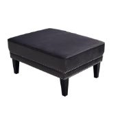 1 x HOUSE OF SPARKLES 'Lorenzo' Large Luxury Ottoman - Richly Upholstered In Light Grey Velvet -