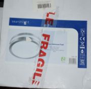 1 x Searchlight Circular Bathroom Flush Light - Satin Silver Finish - Polycarbonate - Suitable For