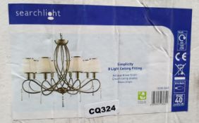 1 x Searchlight Simplicity 8 Light Ceiling Chandelier in Antique Brass - Product Code 1038-8AB - New