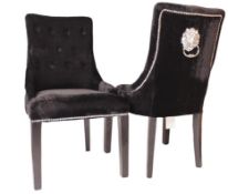 6 x HOUSE OF SPARKLES Luxury Vintage-style 'LION' Button-Back Dining Chairs In Light Grey Velvet