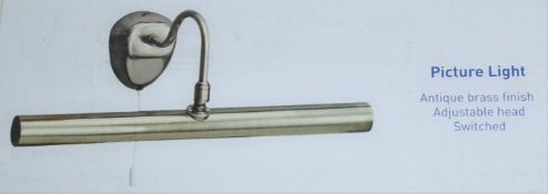 2 x Searchlight Antique Brass Picture Lights With Adjustable Heads and Switches - Product Code