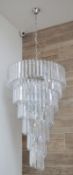 1 x Searchlight Sigma 9 Light Chandelier With Chrome Finish and Clear Acrylic Prisms - Product