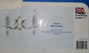1 x Searchlight 3902-2SS Royale 2 Light Wall Bracket Satin Silver - Ref RLP2