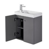 10 x Alpine Duo 495 Wall Mounted Vanity Units In Gloss Grey - Brand New Boxed Stock - Dimensions: