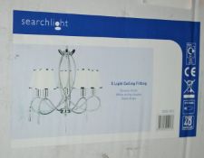 1 x Searchlight 5-Light Chrome Light Fitting with glass Drops - Brand New and Boxed - 1035-5CC - Re