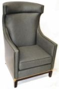 1 x Handcrafted Leather Upholstered Wing Back Chair With Matching Stool - Original RRP £7,358.00