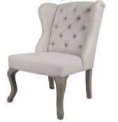 6 x HOUSE OF SPARKLES Luxury Wing Back Dining Chairs Richly Upholstered In A Silver Linen
