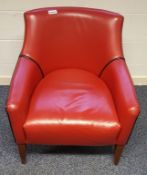 1 x Scarlet Red Armchair With Black Piping - Ref604