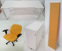 2 x Gresham Contemporary Office Desk Sets in White - Includes Desks, Swivel Chairs, Drawer Pedestals