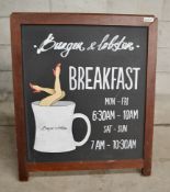 1 x Freestanding A-Frame Chalkboard - Dimensions: H88.5 x W75cm